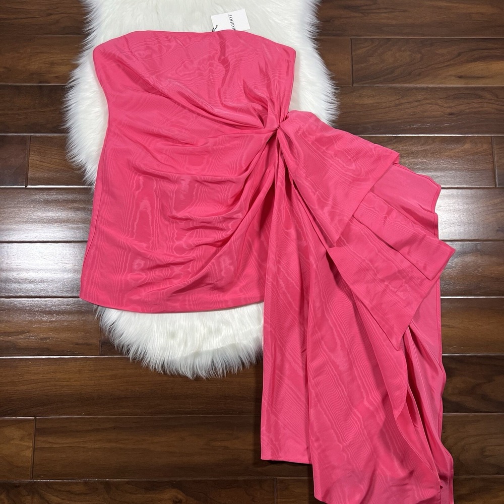 Bardot Women's Size 10 Candy Pink Strapless Alanis Mini Dress Bow Cascade Detail